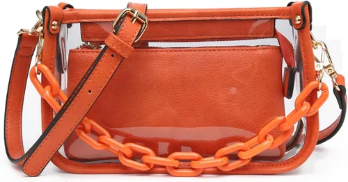 Vista 8 de Jessica - Bolso vegano transparente para mujer, aprobado por estadios, bolsos cruzados para conciertos, eventos deportivos