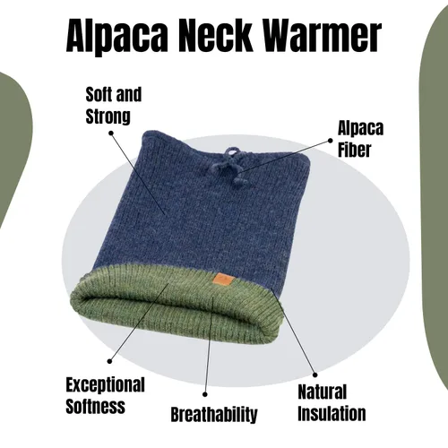 Vista 14 de Baby Alpaca Neck Warmer, Unisex Winter Warmer Hat, Neck Gaiter Scarf