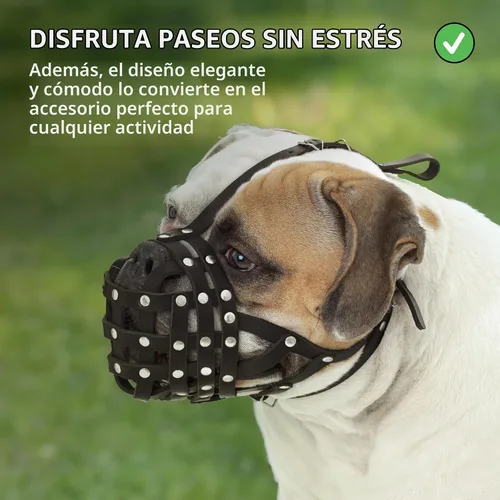 Vista 5 de CollarDirect - Bozal de cuero para boxeador y bulldog (marrón)