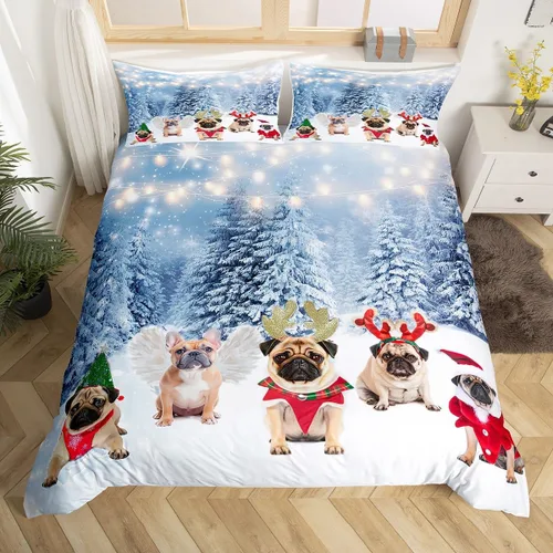 Vista 29 de Feelyou Juego de ropa de cama de Navidad gris para niños, tamaño individual, funda de edredón enana de Navidad para niños, niñas, adolescentes