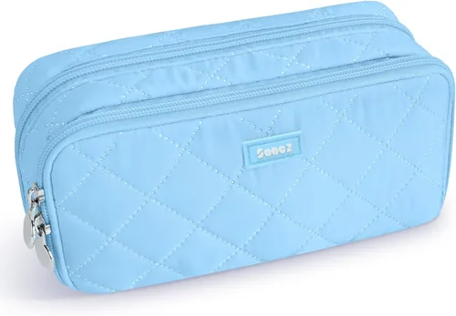 Vista 16 de Sooez Estuche grande para lápices, bolsa para lápices extra grande con 8 compartimentos, bolsa para bolígrafos de apertura amplia, organizador