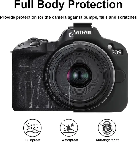 Vista 4 de BOVKE Funda protectora de silicona para cámara Canon EOS R50 sin espejo, funda suave para cámara Canon EOS R50, funda de video para vlogging, funda