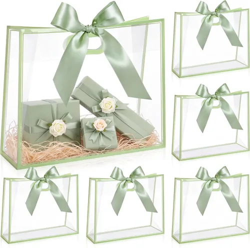 Vista 8 de Aliceset - 12 bolsas de regalo grandes de plástico transparente negro