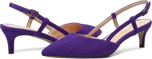Vista 6 de MODENCOCO Zapatos de vestir de tacón bajo con hebilla elegante de gamuza para mujer, con puntera puntiaguda, de 2 pulgadas
