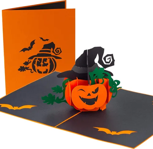 Vista 9 de PopLife Tarjeta desplegable 3D de caldero de Halloween, recuerdo de fiesta de truco o trato, caldero de bruja espeluznante y calabazas, sorpresa
