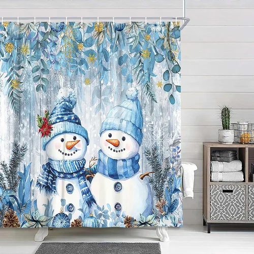 Vista 5 de Divertida cortina de ducha de Navidad, linda cortina de ducha de Papá Noel desnudo corriendo loco para baño, moderna cortina de baño de tela