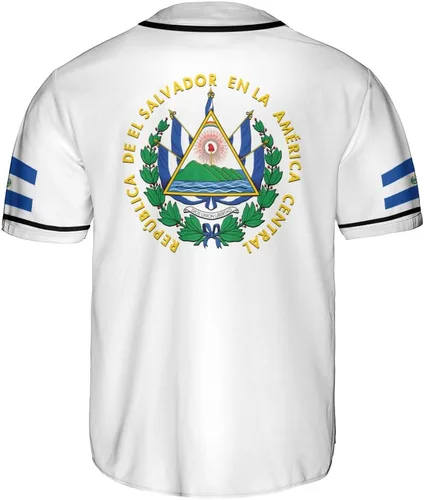 Vista 4 de Camiseta personalizada de béisbol de El Salvador, camiseta de orgullo de la bandera de El Salvador, camiseta salvadoreña, camiseta de El Salvadoreña