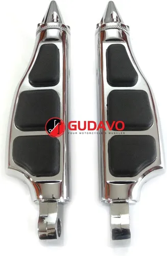 Vista 22 de Motocicleta cromo aluminio pie clavijas delantero pedal conductor clavijas con soportes para HONDA VF750 MAGNA 1996-2004 (G3I negro)