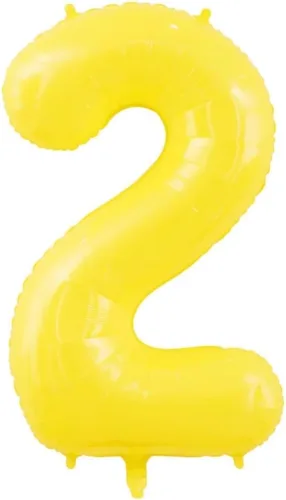 Vista 2 de Globos amarillos grandes de 40 pulgadas con corona, globos de helio de aluminio número 2, decoraciones de segundo cumpleaños, suministros