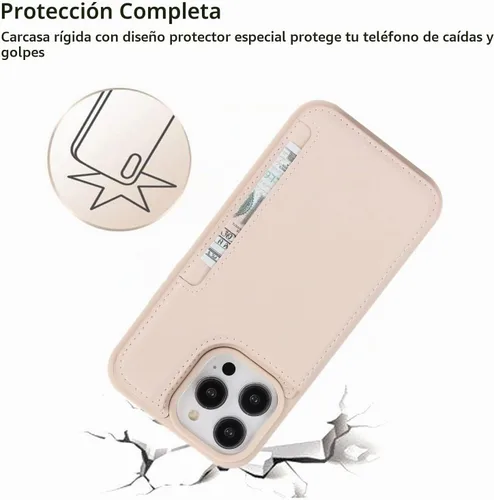 Vista 8 de iCoverCase Funda protectora de piel sintética compatible con iPhone 14 Pro Max con soporte para tarjetas, funda tipo cartera para mujeres y hombres