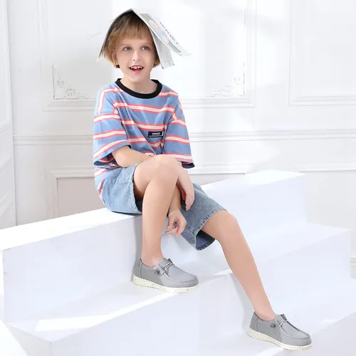 Vista 2 de firelli Mocasines de lona para niños y niñas, zapatos escolares para caminar