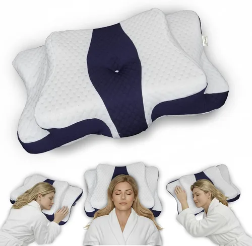 Vista 9 de Almohada cervical ergonómica para dormir – Almohada cervical de espuma viscoelástica para personas que duermen de lado y de espalda – Soporte