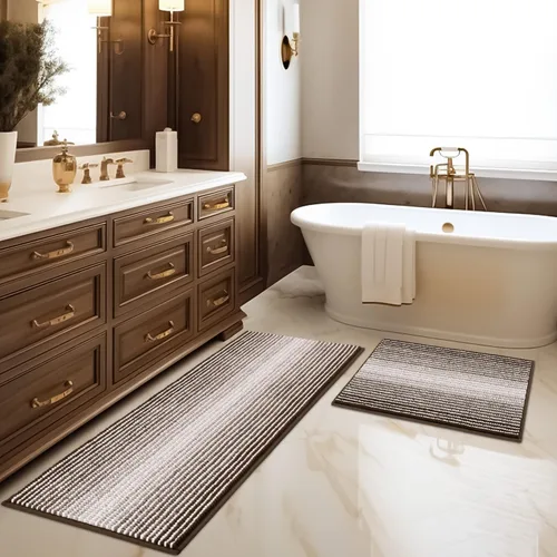 Vista 44 de BSICPRO Tapetes de baño de felpilla, 20 x 32 pulgadas, antideslizantes, absorbentes, suaves, peludos, para baño, lavables a máquina (salvia)
