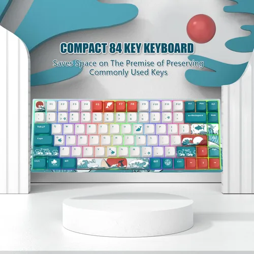 Vista 5 de COSTOM XVX M84 - Teclado mecánico inalámbrico y con cable, teclado compacto de 84 teclas intercambiables en caliente, teclado personalizado N-Key