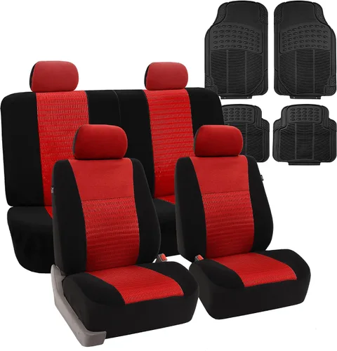 Vista 11 de FH Group Juego combinado: Trendy Elegance 3D Air Mesh Juego completo de fundas de asiento de coche, bolsa de aire y listo para dividir