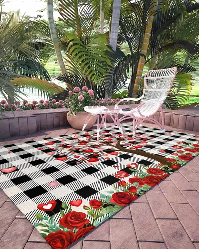 Vista 6 de Alfombra de área para interiores de 3 x 5 pies, alfombra antideslizante para el día de San Valentín para habitación de los niños, árbol de amor