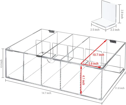 Vista 6 de MyGift Caja de almacenamiento de tarjetas coleccionables de 5 compartimentos, funda protectora de acrílico transparente de alta calidad