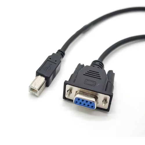 Vista 2 de Puerto USB de impresión de puerto B macho a DB9 hembra RS232 Cable serie DB9 a USB tipo B Transmisión de datos Cable adaptador de impresora 6.6 ft