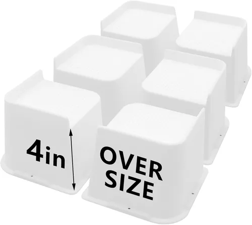 Vista 13 de Paquete de 4 elevadores de cama de 1 pulgada, elevadores de muebles de 2 pulgadas, negros, elevadores de cama resistentes para mesa, sofá, silla