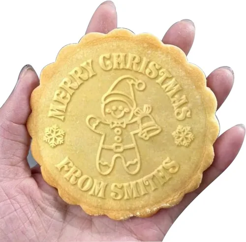 Vista 11 de Sello de galletas de Navidad personalizable 2025 con nombre de familia, sorpresa navideña para entusiastas de la repostería (diseño A)