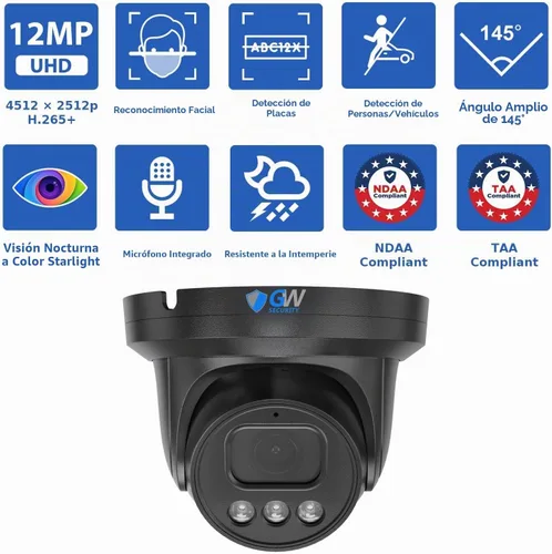 Vista 2 de GW Security 16 Channel NVR 12MP Sistema de cámaras de seguridad domo