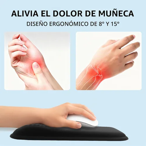Vista 2 de Alfombrilla ergonómica para mouse con reposamuñecas, espuma viscoelástica súper suave, alivio del dolor para teclado de computadora, reposamanos