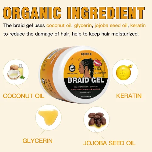 Vista 2 de Gel alisador de gran capacidad de 16 onzas con fijación fuerte para twist, locs, trenzas, bordes, cornrows - Sin residuos, controla el frizz, alto