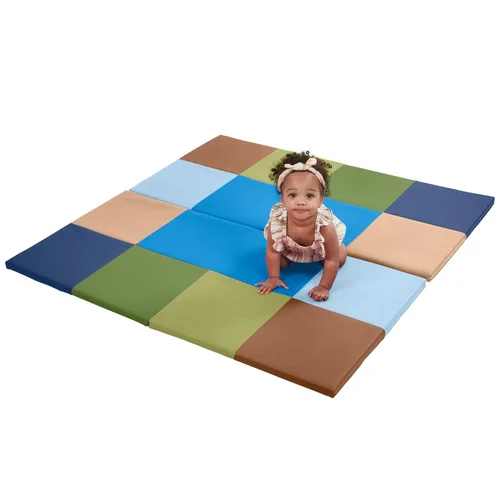 Vista 9 de ECR4Kids Folding Activity Play Mat, Soft Play, 48in Square, Earthtone