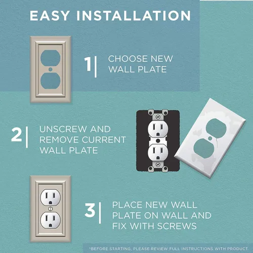 Vista 8 de Franklin Brass Placa de pared clásica con cuentas (1 unidad) para interruptor de luz, color blanco puro, protector de palanca de 1 banda, toma