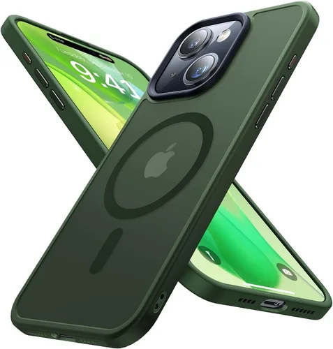Vista 12 de CAHEJILU Funda magnética para iPhone 13 y iPhone 14 [compatible con MagSafe], [probada en caídas de grado militar de 10 pies], funda protectora a