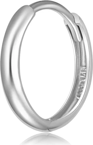 Vista 6 de Aretes de aro de oro blanco de 14 quilates de 0.079 in de grosor, 3 tamaños diferentes disponibles