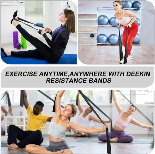 Vista 5 de DEEKIN Juego de 10 bandas de resistencia profesionales para ejercicio, sin látex, para pilates, terapia física, entrenamiento de fuerza, yoga