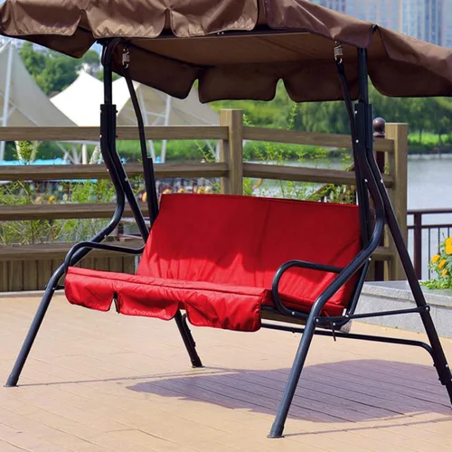 Vista 2 de Oumefar Funda de cojín para silla de columpio de 3 plazas para exteriores, funda de repuesto para patio, jardín (rojo)