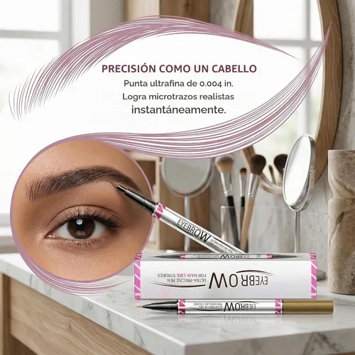 Vista 2 de Lápiz de cejas de doble punta, delineador de cejas impermeable 2 en 1 con horquilla ultrafina y punta de precisión, 5 tonos naturales de marrón
