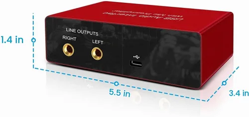 Vista 7 de Interfaz de audio USB con preamplificador de micrófono, grabadora mezcladora de audio USB con alimentación fantasma de 48 V, 24 bits, soporte