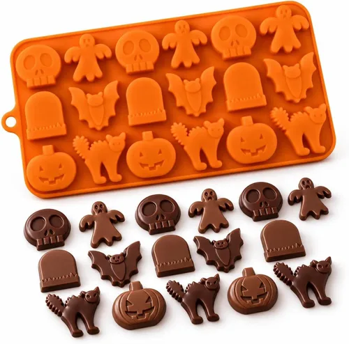 Vista 10 de Crethinkaty 1 molde de silicona para chocolate con 6 cavidades de calabaza, hojas, hojas de arce, moldes para bricolaje, chocolate, dulces, gelatina