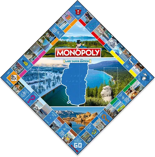 Vista 4 de Monopoly Lake Tahoe Edition - Juego familiar para mayores de 8 años, 2 a 6 jugadores, diversión para adultos y niños, ideal para noche
