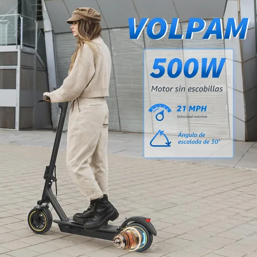 Vista 4 de Electric Scooter, 500W Motor, 28 Miles Range, Dual Suspensions Neumáticos sólidos de 10 pulgadas, velocidad máxima de 22 Mph, scooter plegable