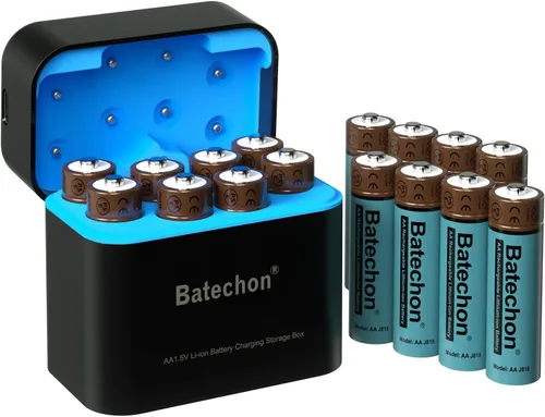 Vista 8 de 2 baterías de litio recargables AA, batería AA de 1.5 V 3700 mWh, recargable, compatible con cámara de rastro y controlador de juego, etc.