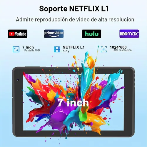 Vista 6 de Tablet Android 15 Tablets con funda 7 pulgadas, 8GB RAM, 32GB ROM soporte 1TB Expandir PC Tablet PC, procesador de cuatro núcleos, pantalla táctil