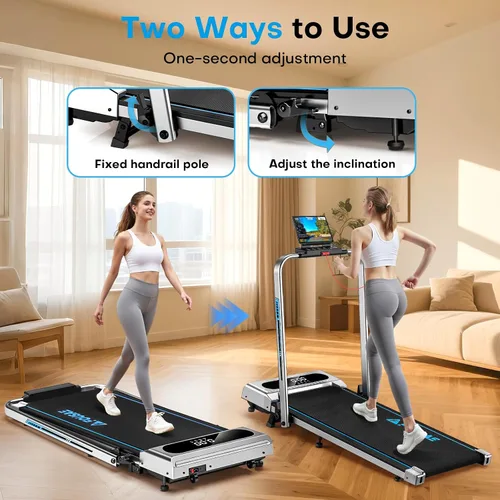 Vista 7 de Cinta de correr plegable 5 en 1, cintas de correr de 7.5 MPH para el hogar con aplicación compatible, cinta de correr con 10% de inclinación, unidad