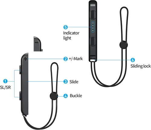 Vista 5 de Correa de muñeca para Switch Joycon Paquete de 2 piezas de repuesto de cordón para controlador Joy Con Joy-Con