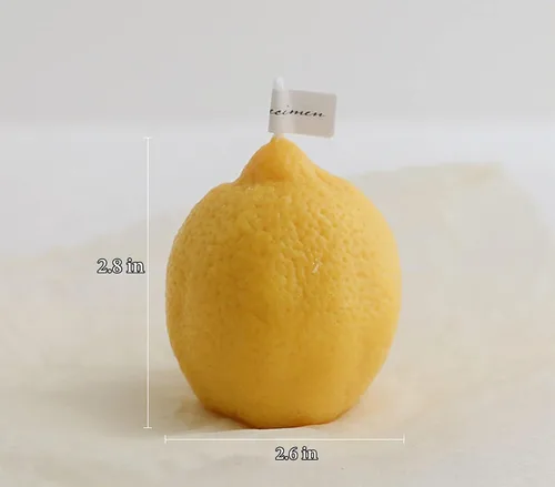 Vista 3 de Vela perfumada en forma de limón, 3.53 oz (3.53 oz) de cera de soja, vela decorativa para mesa, foto, regalo de cumpleaños, perfecta