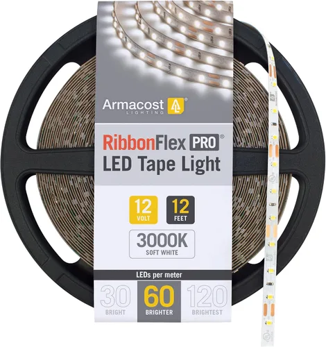 Vista 11 de Armacost Lighting RibbonFlex Pro 133210 - Tira de luces LED blancas de 12 V, 120 LED/m, 2700K, 8.2 pies
