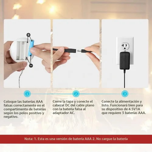 Vista 2 de Lenink Adaptador de fuente de alimentación de CA para batería AAA, reemplazar 3 pilas AAA, negro