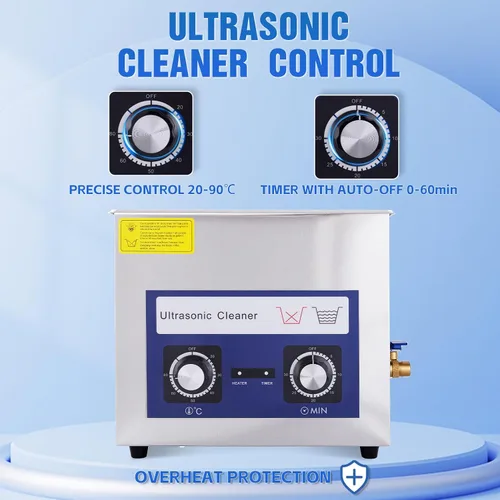 Vista 7 de Máquina limpiadora ultrasónica de 6.5 L con temporizador de calentador, lavadora ultrasónica de acero inoxidable de 180 W, 40 KHz Sonic Jewelry