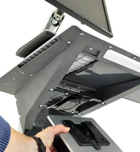 Vista 8 de Ergotron Neo-Flex Carrito de computadora con ruedas, estación de trabajo móvil de pie - Monitor, gris