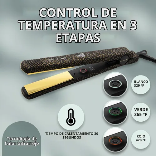 Vista 3 de Corioliss C Style Classic Pro - Plancha de pelo profesional para mujer, planchas de titanio (leopardo dorado suave al tacto)