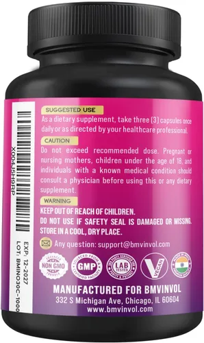Vista 3 de BMVINVOL Suplemento de inositol - Myo-inositol y D-Chiro Inositol Ideal 40:1 Proporción - Más Berberina, Canela, Ashwagandha + 5 Más - 30 Cápsulas
