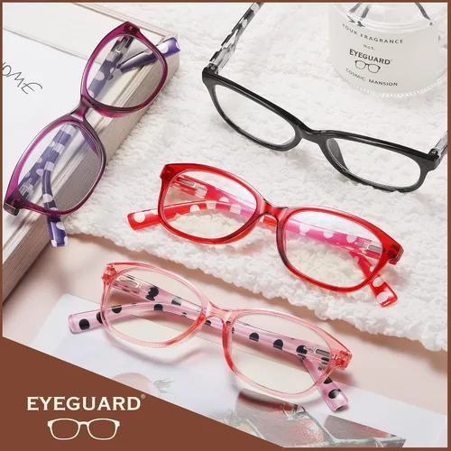 Vista 6 de EYEGUARD - Gafas de lectura con lunares de moda para mujer, 4 pares con bisagra de resorte